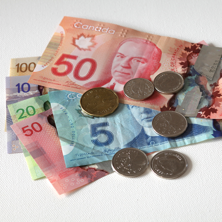A pile of Canadian cash